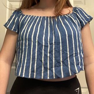 5/$25 DEAL Forever 21 Off the Shoulder Striped Crop Top sz L